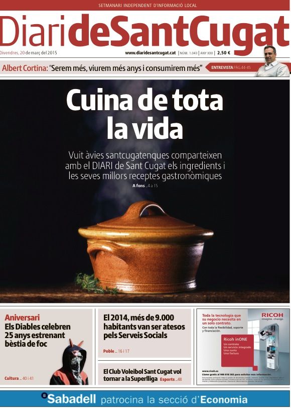 Portada sencera del Diari del 20 de mar&ccedil; del 2015