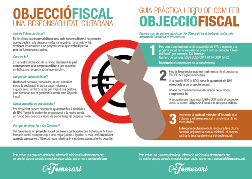 El cartell de la campanya d'Objecci&oacute; Fiscal de Cal Temerari. FOTO: Cedida