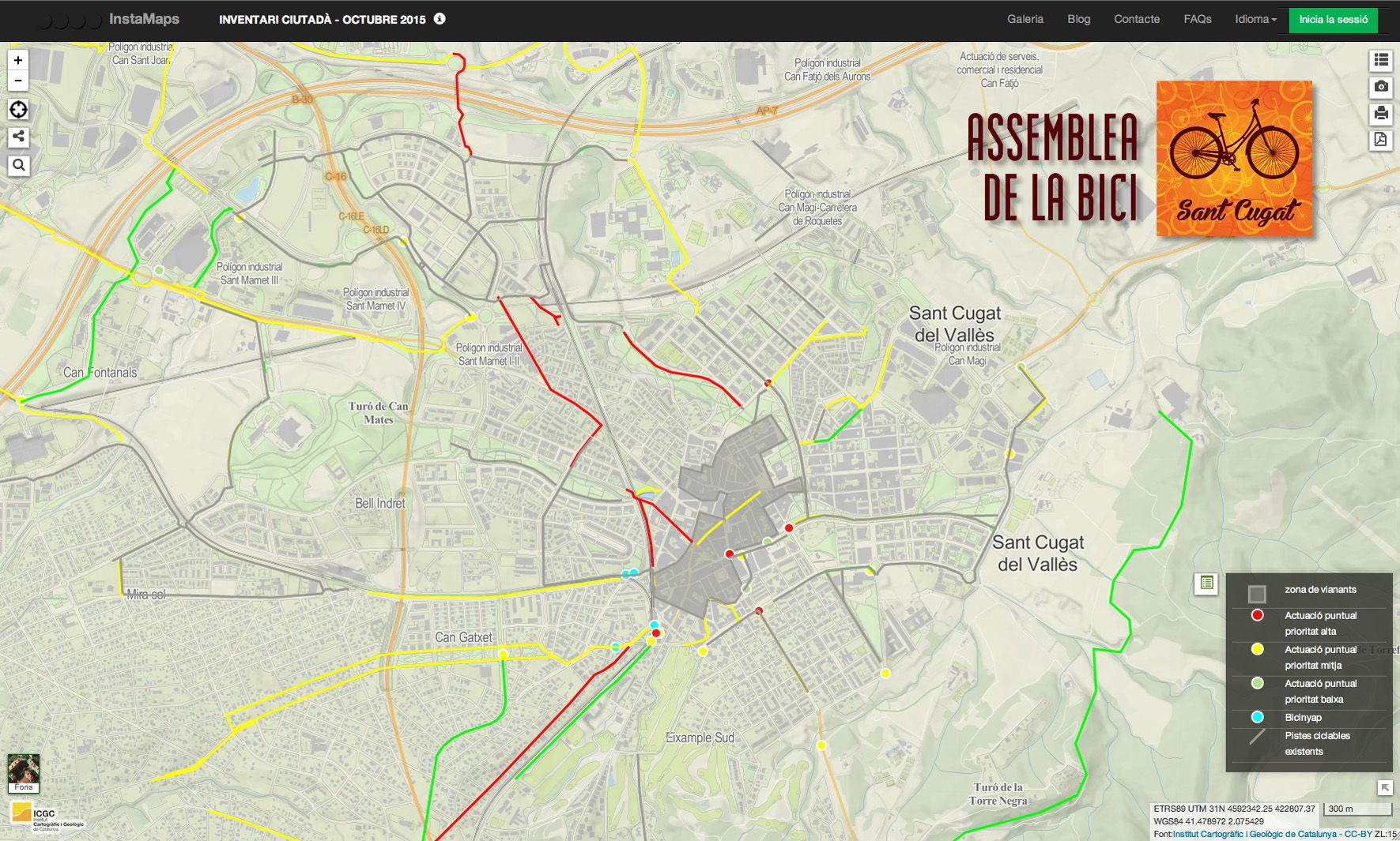Captura del Mapa d'Inventari de la Bicicleta. FOTO: Cedida