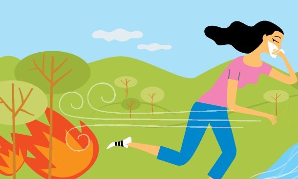 Correu en direcció oposada al vent al bosc