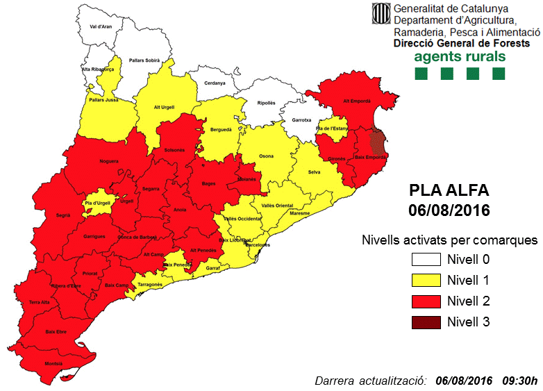 La imatge del Pla Alfa d'aquest dissabte, 6 d'agost FOTO: Generalitat de Catalunya 