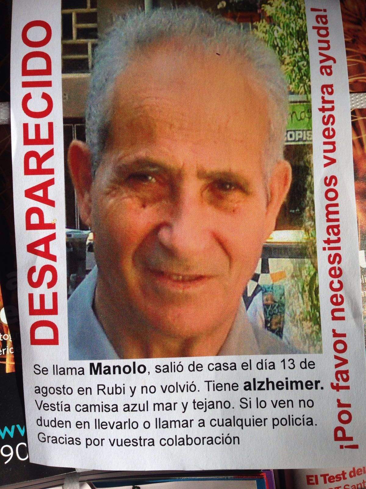 Cartell amb la foto del veí de Rubí desaparegut Cartell amb la foto del veí de Rubí desaparegut