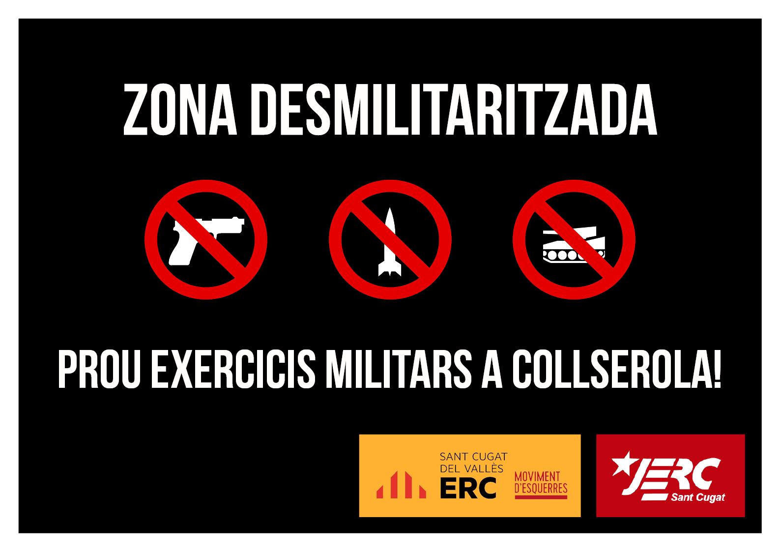 Cartell d'Esquerra contra els entrenaments militars a Collserola