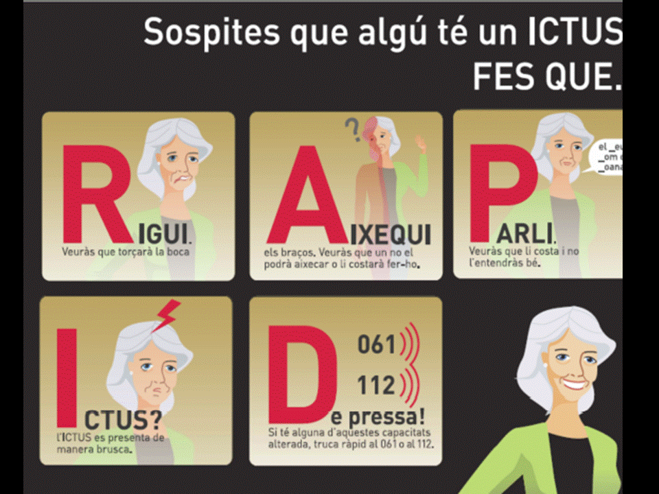 Imatge de la campanya del Codi Ictus. FONT: Sistema d'Emergències Mèdiques (SEM). Imatge de la campanya del Codi Ictus. FONT: Sistema d'Emergències Mèdiques (SEM).