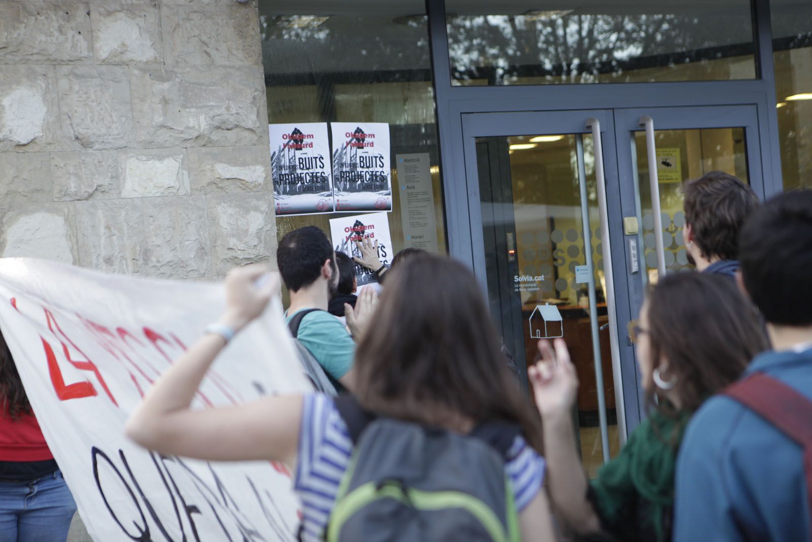 En l'acte s'ha lamentat la posició del Banc Sabadell i l'Ajuntament FOTO: Artur Ribera