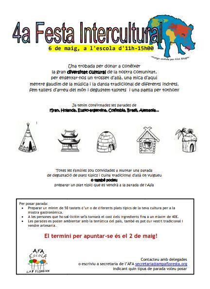 Cartell de la 4a Festa Intercultural de l'escola La Floresta. FOTO: Cedida.
