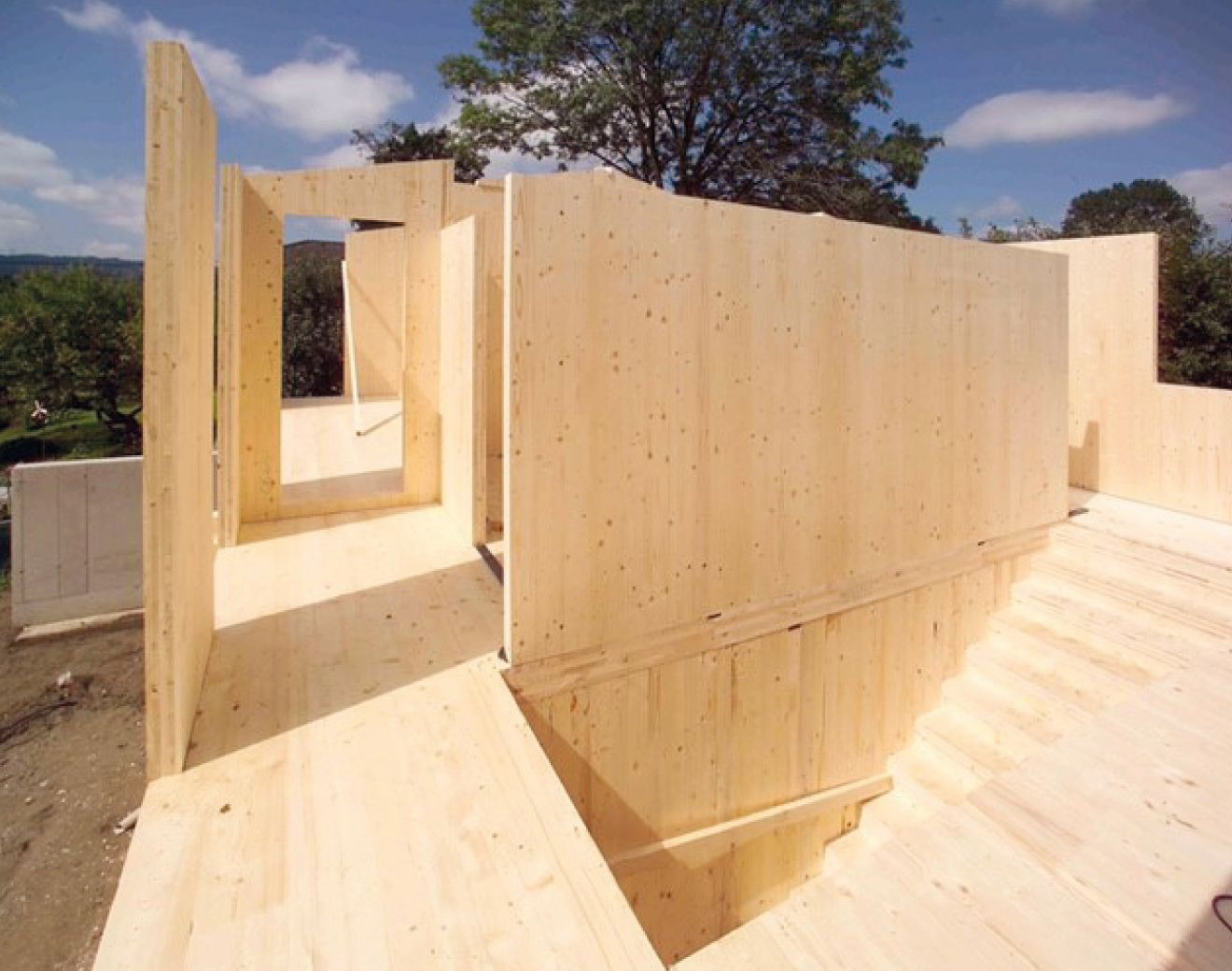 Els habitatges es construeixen amb fusta contralaminada.