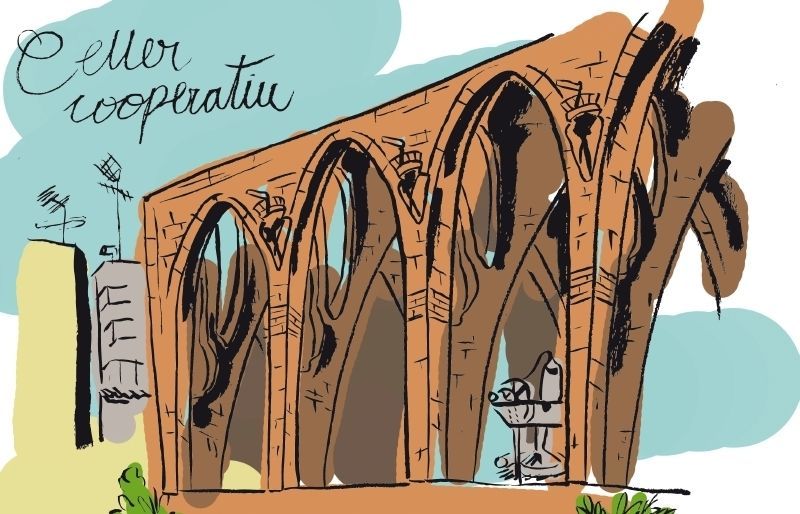 El celler, un cop restaurat, passarà a formar part del Museu de Sant Cugat, juntament amb la Casa Aymat i el Claustre del Monestir. Il·lustració: Escola d'Art i Disseny de Sant Cugat (Clara Mur)