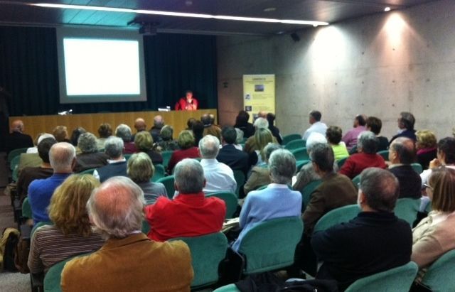 Joan Troyano durant la conferència a l'Arxiu Nacional. FOTO: L. Grau