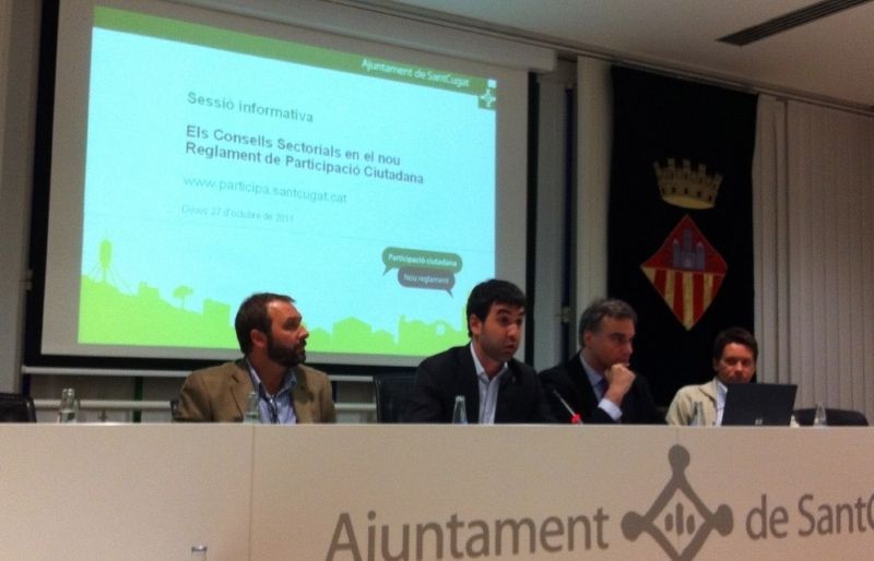 Xavier Codina, Xavier Tizón, Francesc Carol i Albert Mallol, durant l'acte. FOTO: À. López Puig