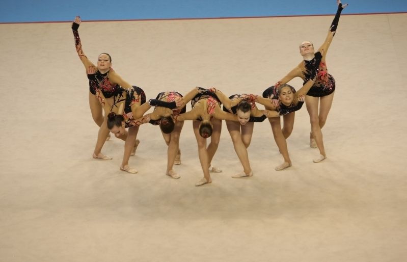 La secció de gimnàstica rítmica i estètica de grup, campiona a Catragena. FOTO: Ll. Llebot