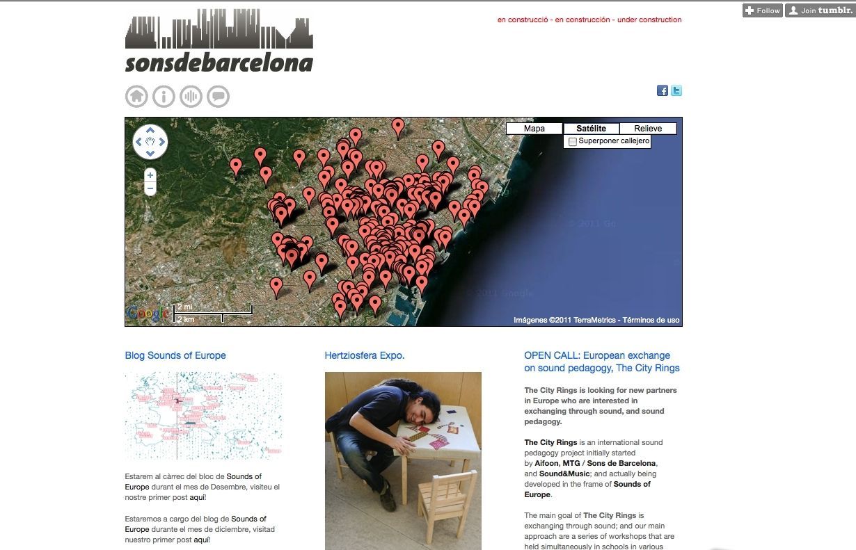 Sons de Barcelona es un projecte iniciat el 2008 pel Grup de Recerca en Tecnologia Musical de la Universitat Pompeu Fabra