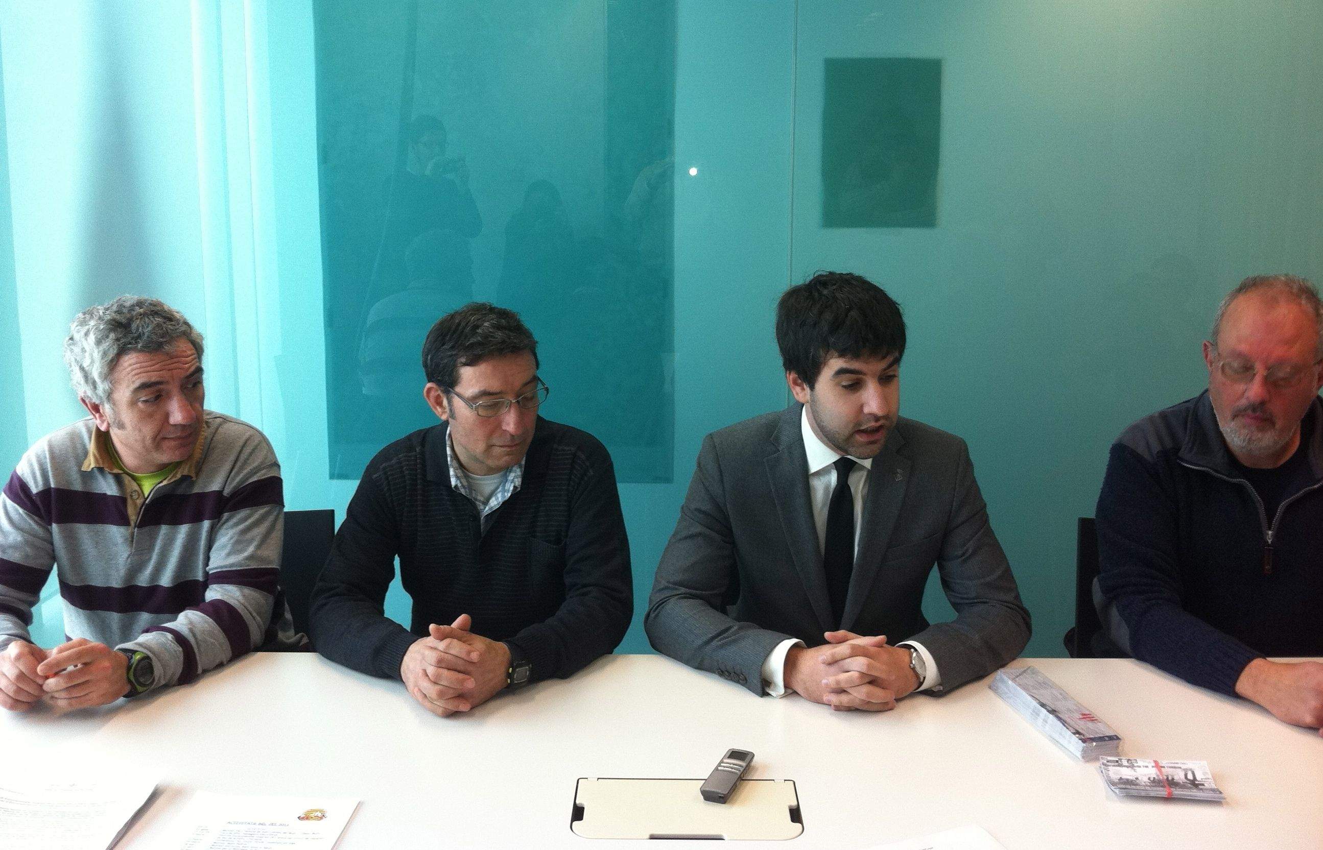 Fermí Marco, Xavier Sans, Xavier Tizón i Josep Maria Peixó en la presentació. FOTO: À. López Puig