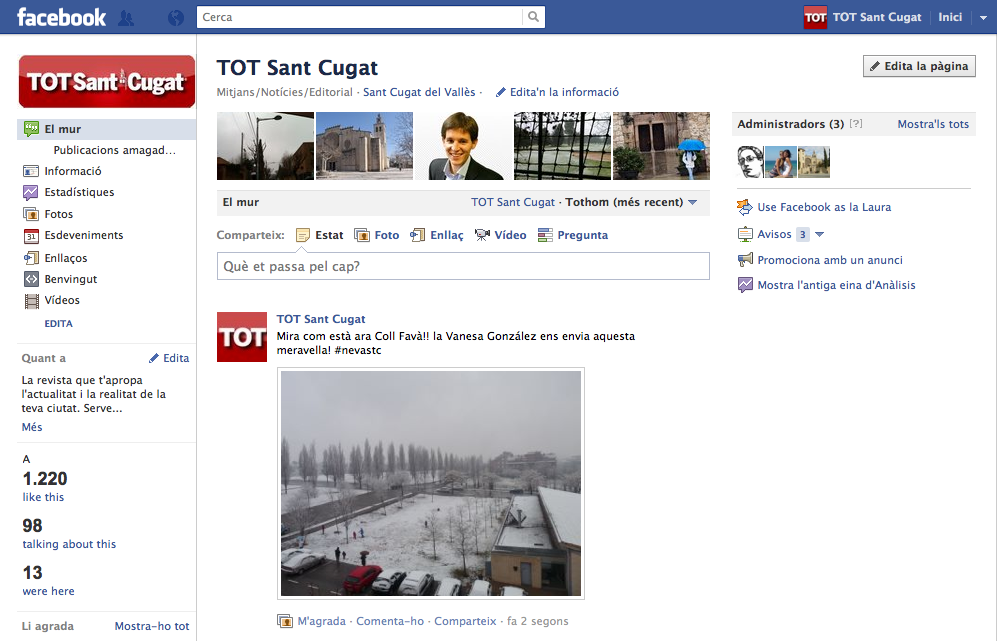 La pàgina del facebook del TOT