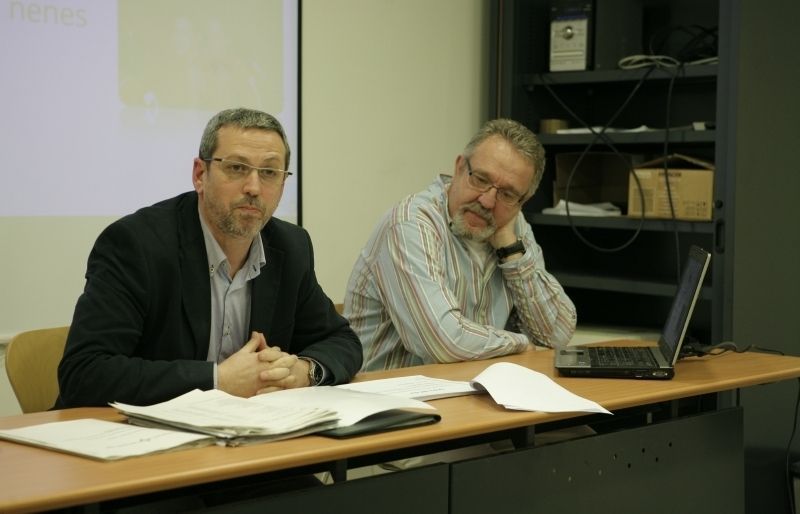 Valentí Feixas i Pere Llobet a l'assemblea. FOTO: A. Ribera
