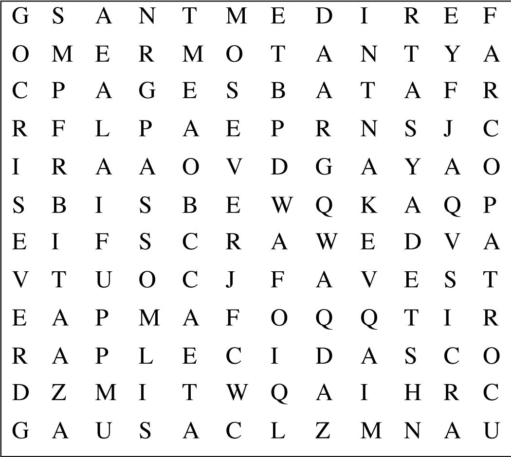 Sopa de lletres de la "Llegenda de San Medir"