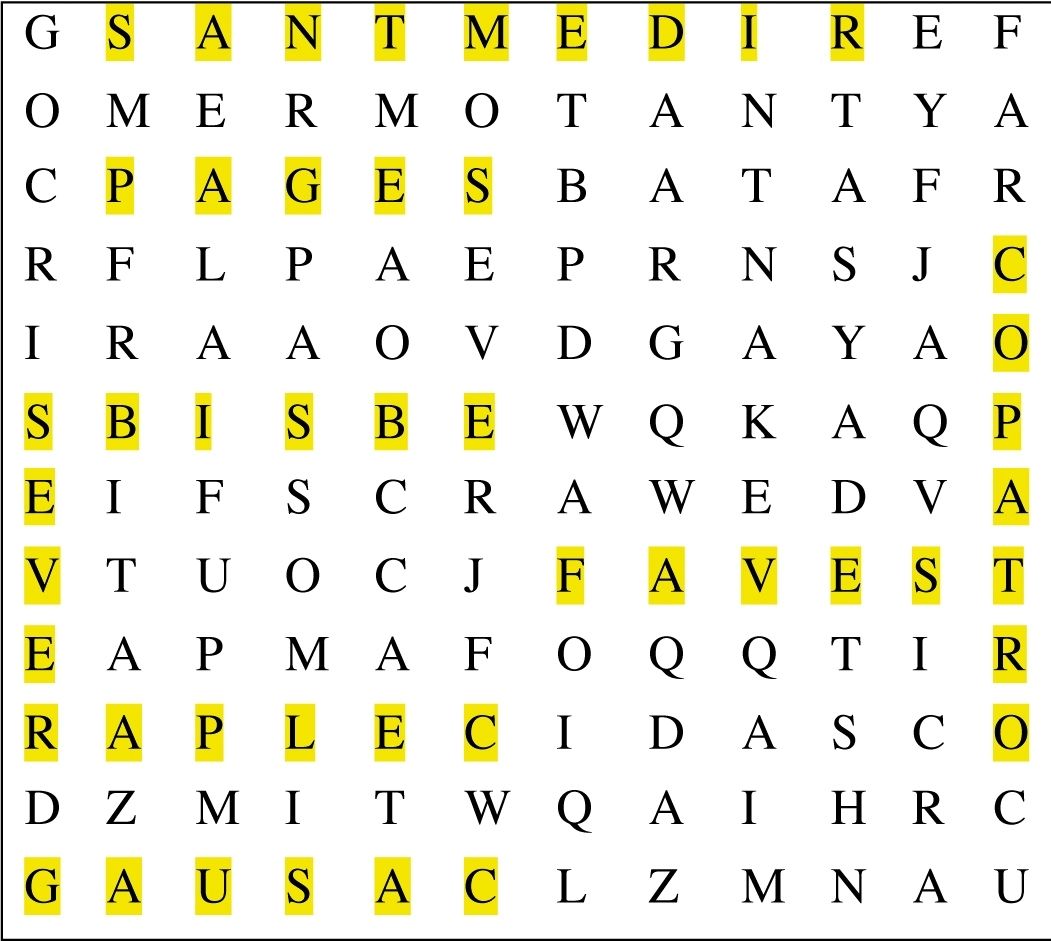 Sopa de lletres de la "Llegenda de San Medir"