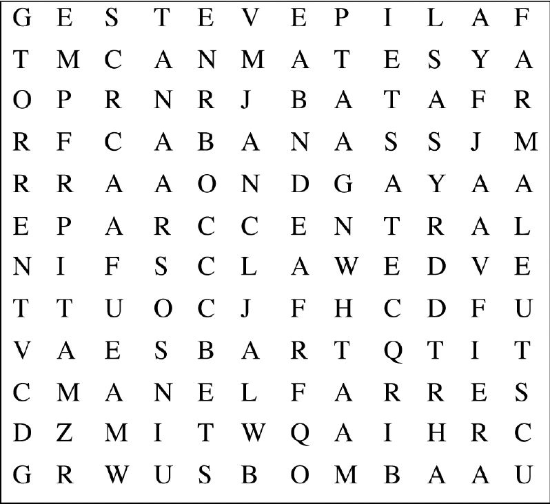 Sopa de lletres del conte "Parc Central"