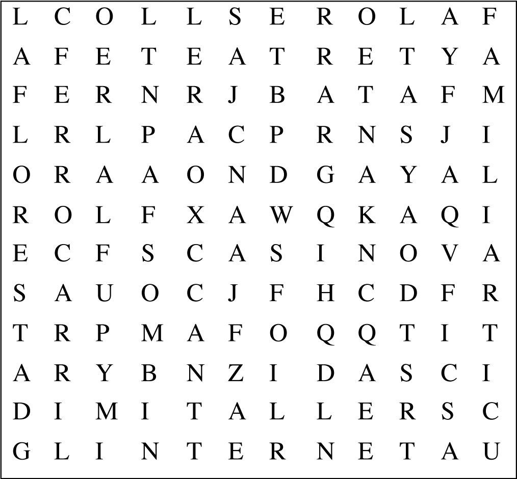 Sopa de lletres del conte 'Casino de la Floresta'