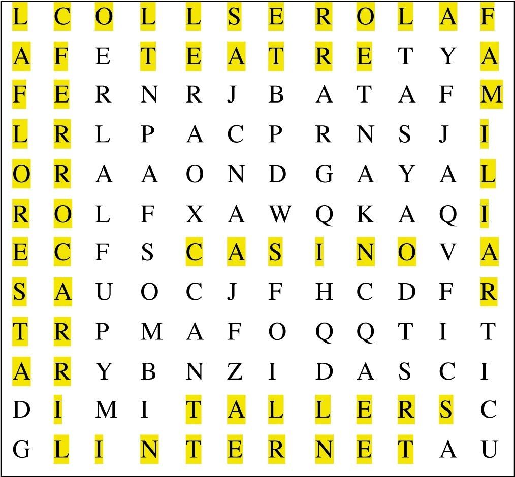 Solucions de la sopa de lletres del conte 'Casino de la Floresta'