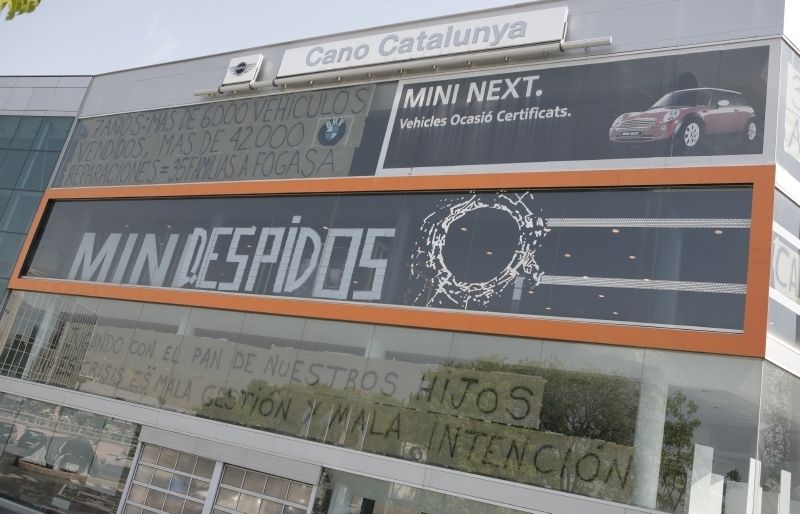 La protesta dels treballadors és ben visible FOTO: Artur Ribera