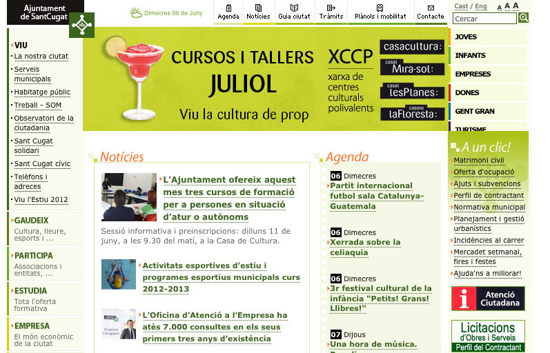 El web municipal de Sant Cugat FOTO: Cedida