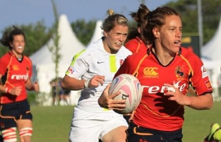 Bàrbara Pla, en un partit de l'europeu de rugbi a 7. FOTO: www.ferugby.com