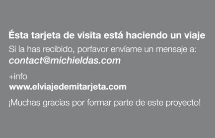 Aquest és el revers de les targetes de visita itinerants de Michiel Das. FOTO: Cedida