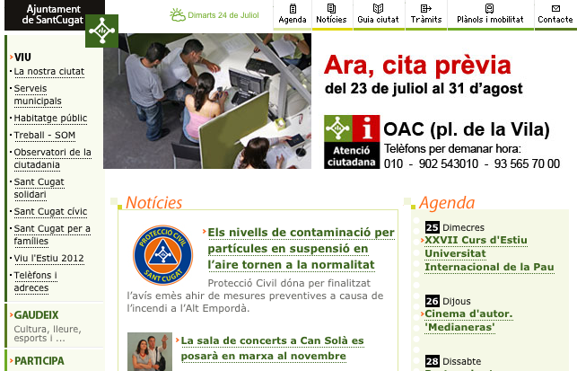 El web municipal de Sant Cugat FOTO: Cedida