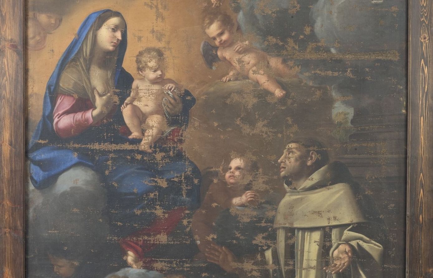 Fragment de 'Lactatio de sant Bernat de Claravall' abans de la restauració. FOTO: Cedida