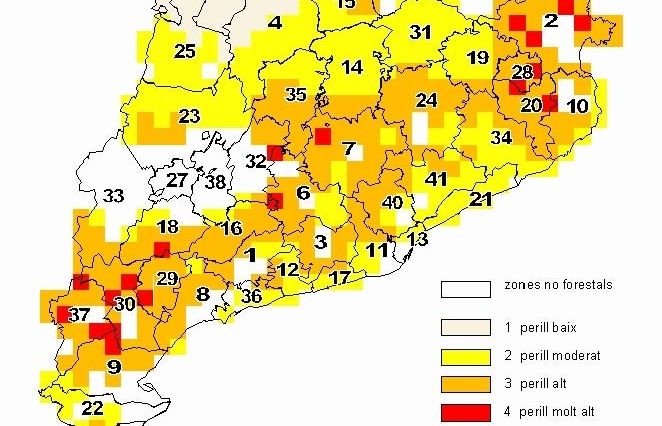 El risc d'incendi s'intensifica. FONT: Generalitat de Catalunya
