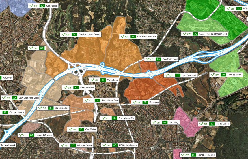 Plànol amb els noms dels parcs empresarials de Sant Cugat. FOTO: Cedida