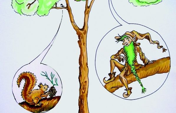 El follet Ulls de Coure viu al Pi del Xandri i cuida als animals que hi viuen