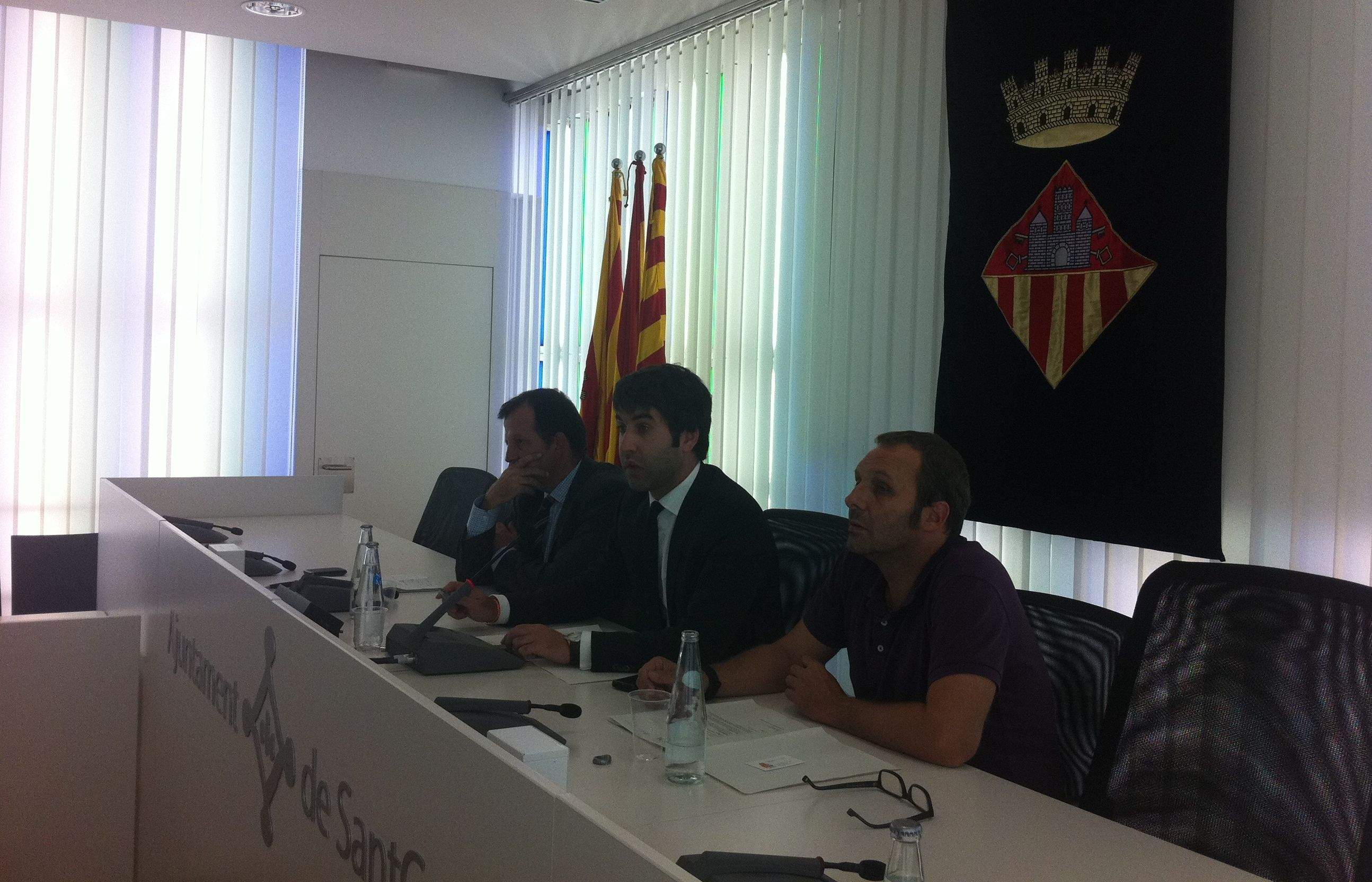 Carles Brugarolas, Xavier Tizón i Xavier Codina, en la sessió ordinària del Consell Sectorial d'Esports. FOTO: À.L.P.