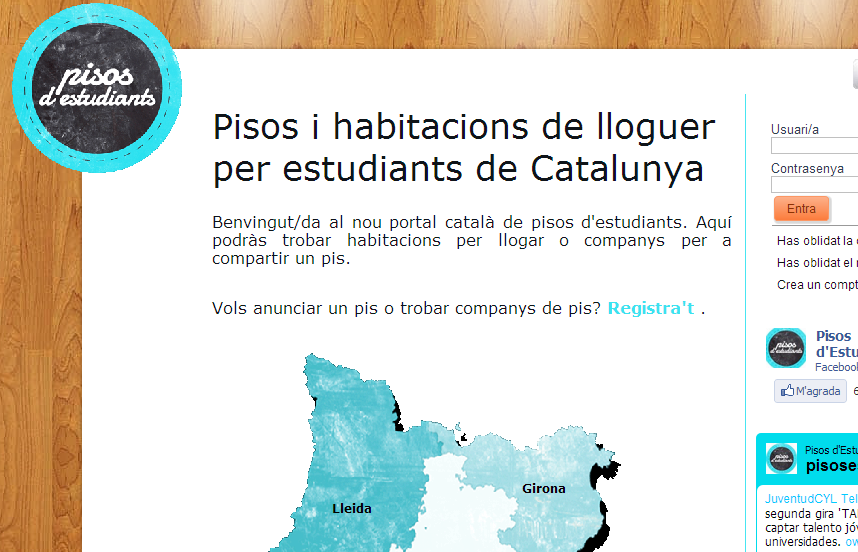 Imatge de la pàgina web de Pisos d'Estudiants. FOTO: Cedida