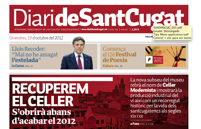 Portada del Diari 19 d'octubre