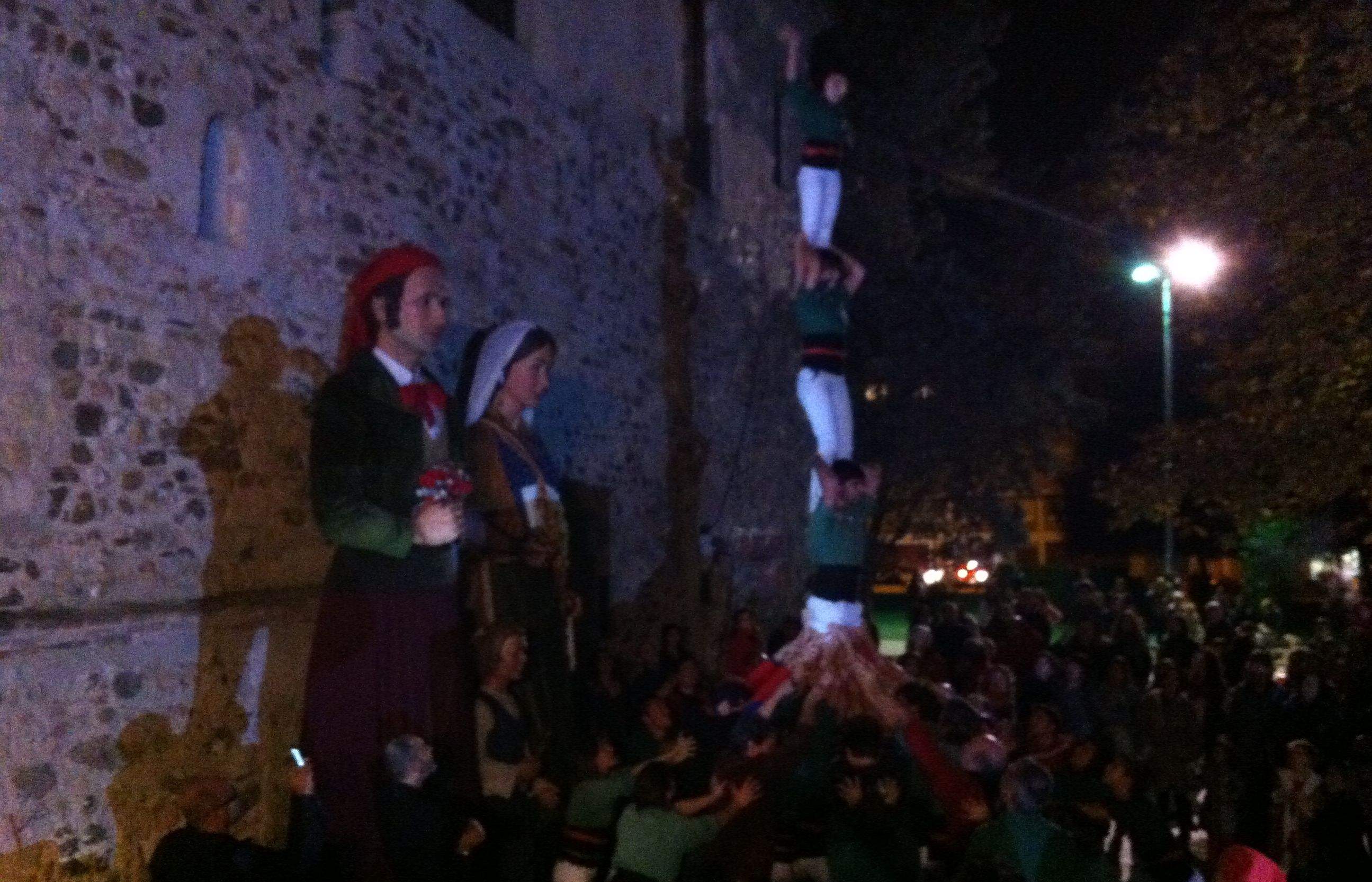 Imatge de la participació castellera al Correllengua. FOTO: C.Caballé