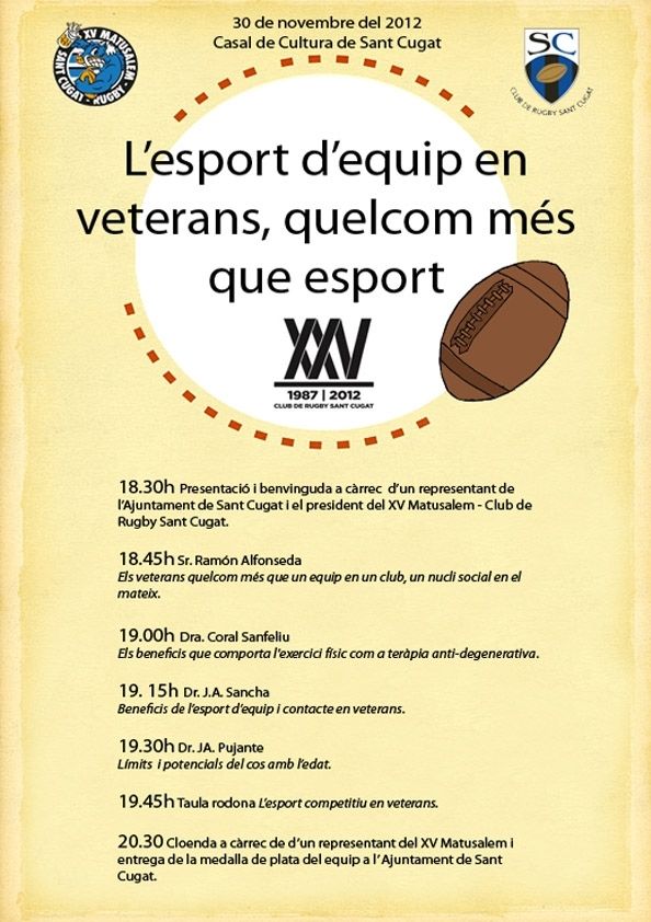 Pòster de l'acte que organitza l'equip de veterans del CR Sant Cugat