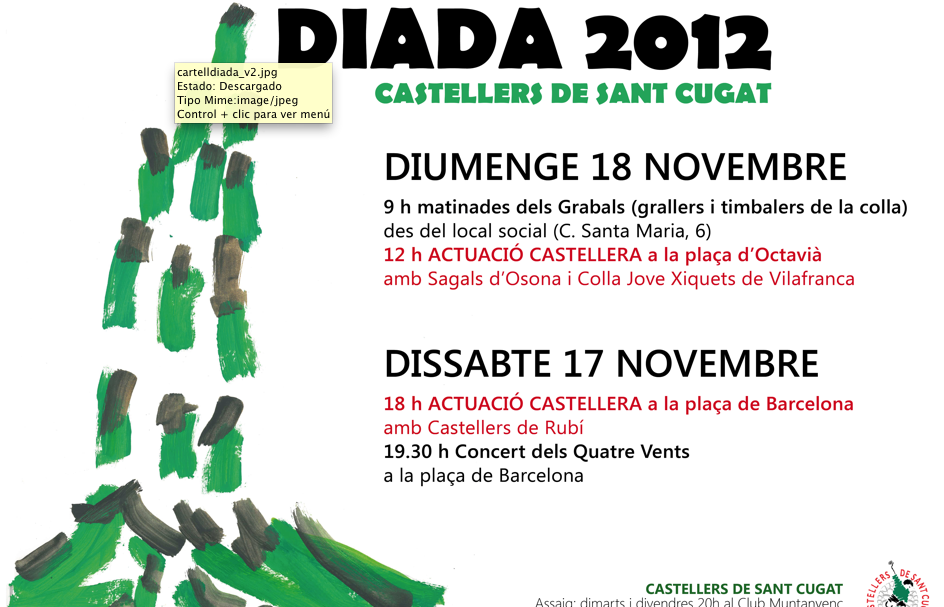 Nous horaris del cartell de la Diada dels Castellers. FOTO: Cedida