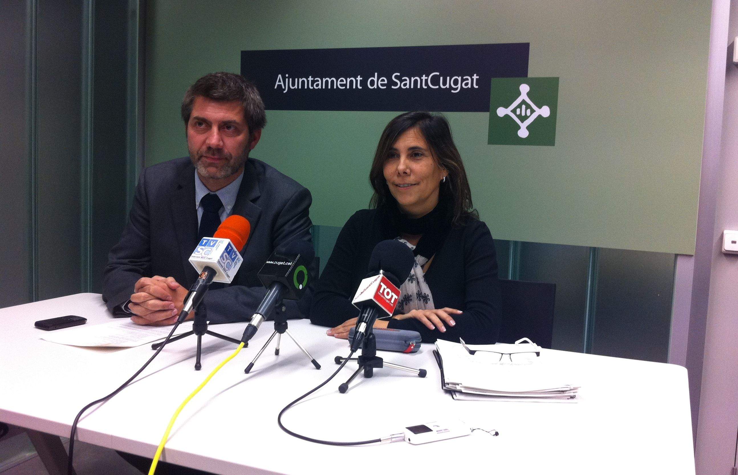 Imatge de la roda de premsa amb Cristina Paraira i Pere Casajoana. FOTO: Anna Mira