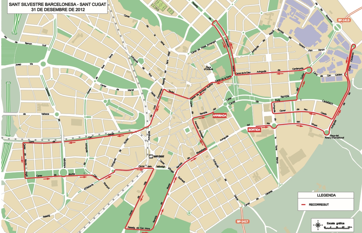 Aquest és el circuit de la 3a Sant Silvestre de Sant Cugat. FONT: Ajuntament de Sant Cugat