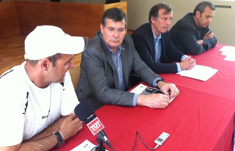 Jordi Vilaró, Josep Puig, Joan Carles Pradell i Vicenç Cantó, en la roda de premsa. FOTO: Àlex López Puig