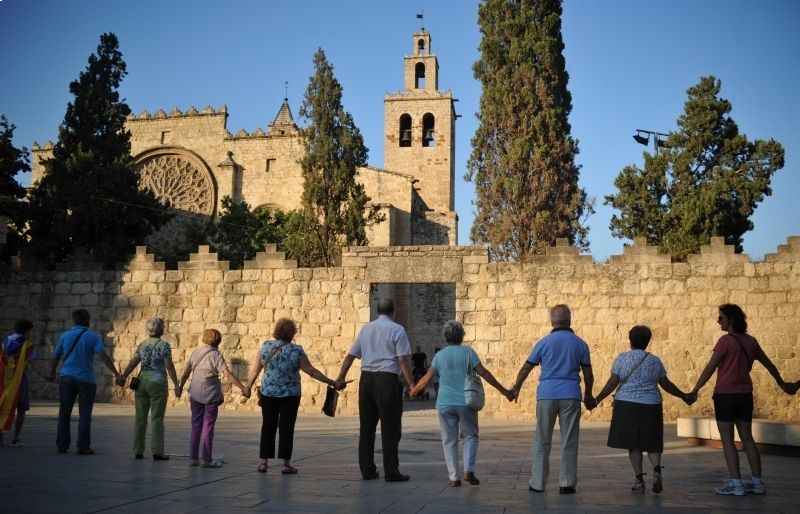 Assaig de la Via Catalana a Sant Cugat. FOTO: Amanda Bernal