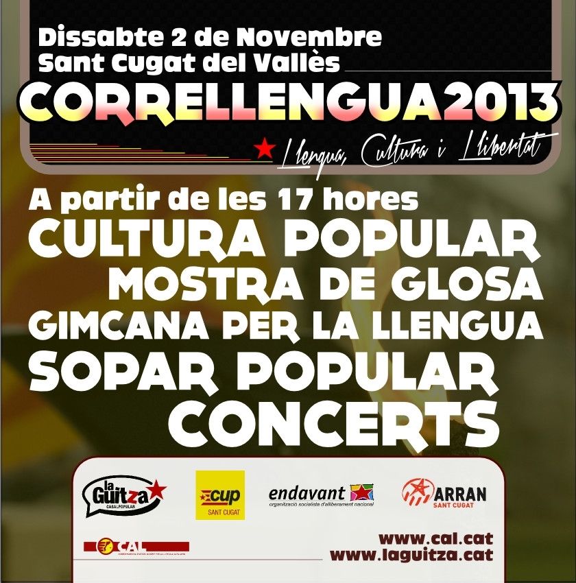 Cartell provisional del Correllengua 2013 a Sant Cugat
