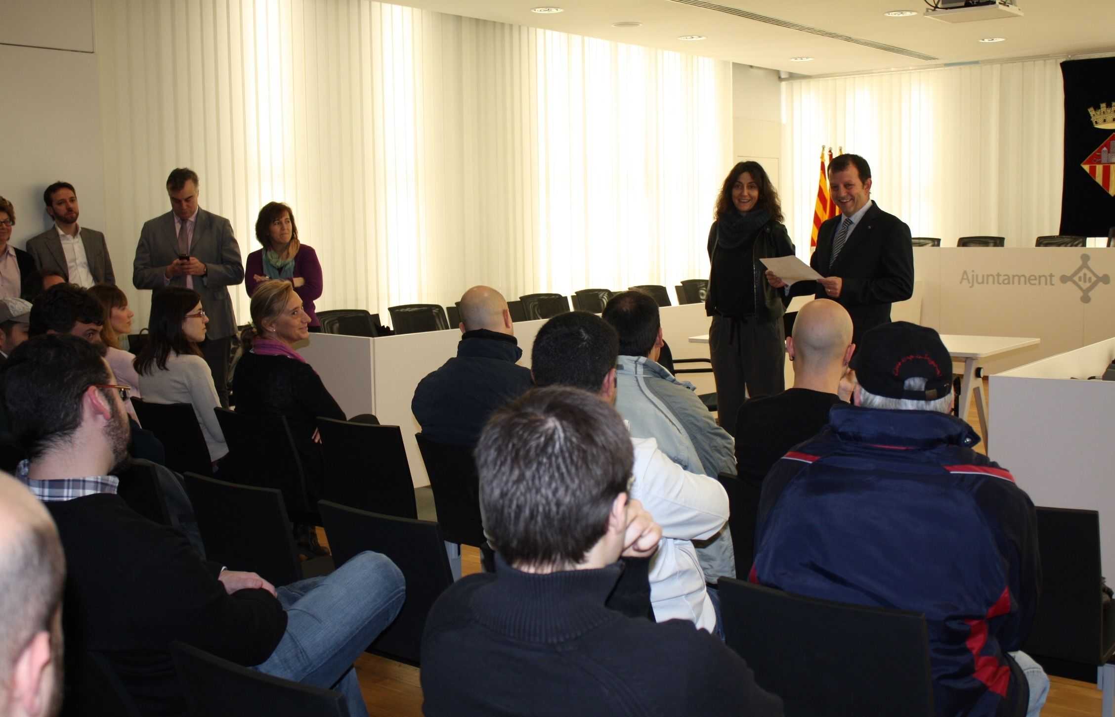 Recepció dels treballadors del pla d'ocupació del SOC. FOTO: Localpres 