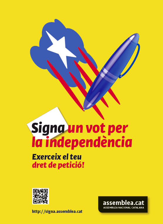 Cartell de la campanya 'Signa un vot per la independència' de l'ANC. FOTO: Cedida