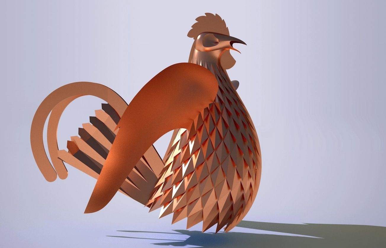 Reproducció acabada del Gall del Penell. Ara encara està en construcció per part del santcugatenc Galdric Santana