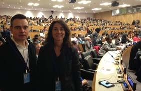 cepresidenta segona de la Diputació de Barcelona, Mercè Conesa, i el diputat adjunt a la Presidència i responsable de Relacions Internacionals, Joan Carles Garcia Cañizares a les Nacions Unides de Nova York. FOTO: Diputació de Barcelona 