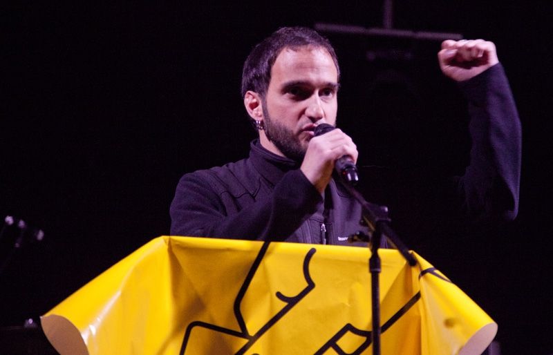 El regidor Ignasi Bea durant l'acte polític. FOTO: Lali Puig