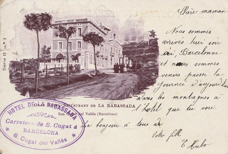 Postal escrita l'any 1906 als seus pares per un hoste francès de l'hotel